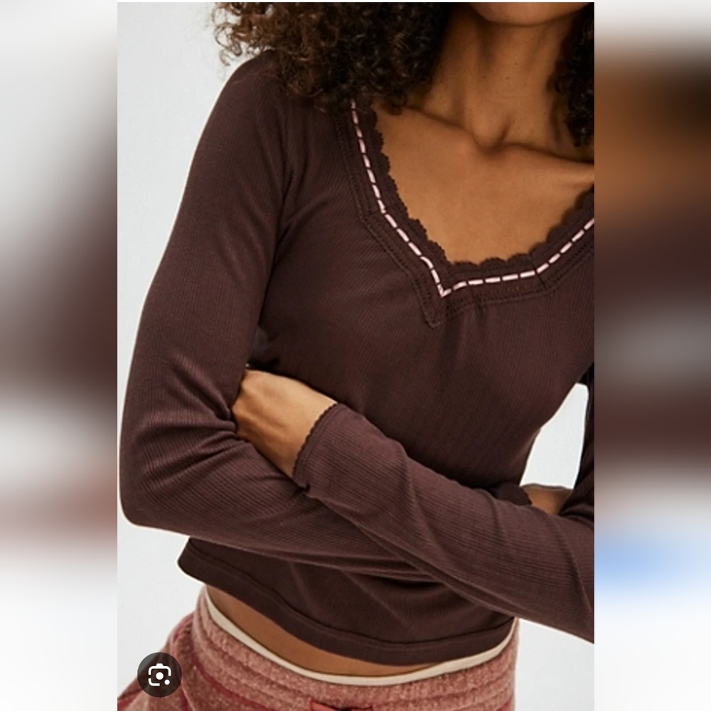Free People Only You Long Sleves Top NWOT Size L